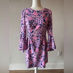 Lilly Pulitzer Pink and Blue Bell Sleeve Dress